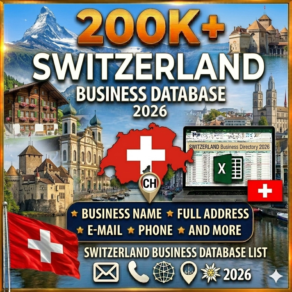200K SWITZERLAND Business Email Database B2B Contact leads (Excel file) 2026