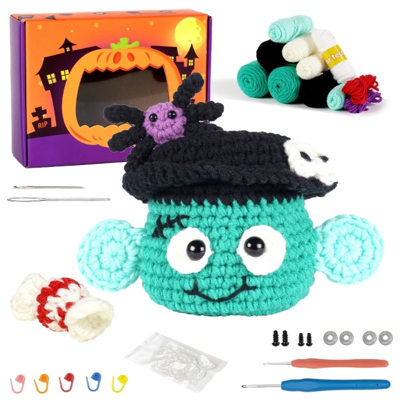 Halloween Themed Crochet Set with Step-by-Step Instruction, Knitting Accessory