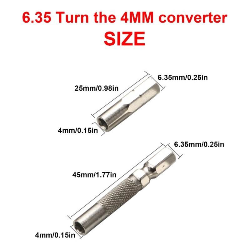 Practical Bit Adapters 1/4Inch to 4mm Converter for Easy Tool Compatibility 6PCS