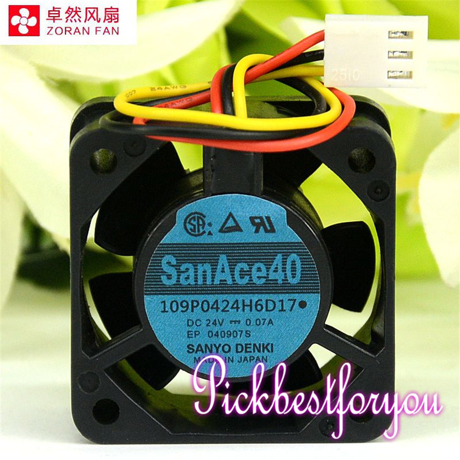 Original Sanyo Denki 109P0424H6D17 DC24V 0.07A 40*40*20mm cooling Fan #MQ30 QL