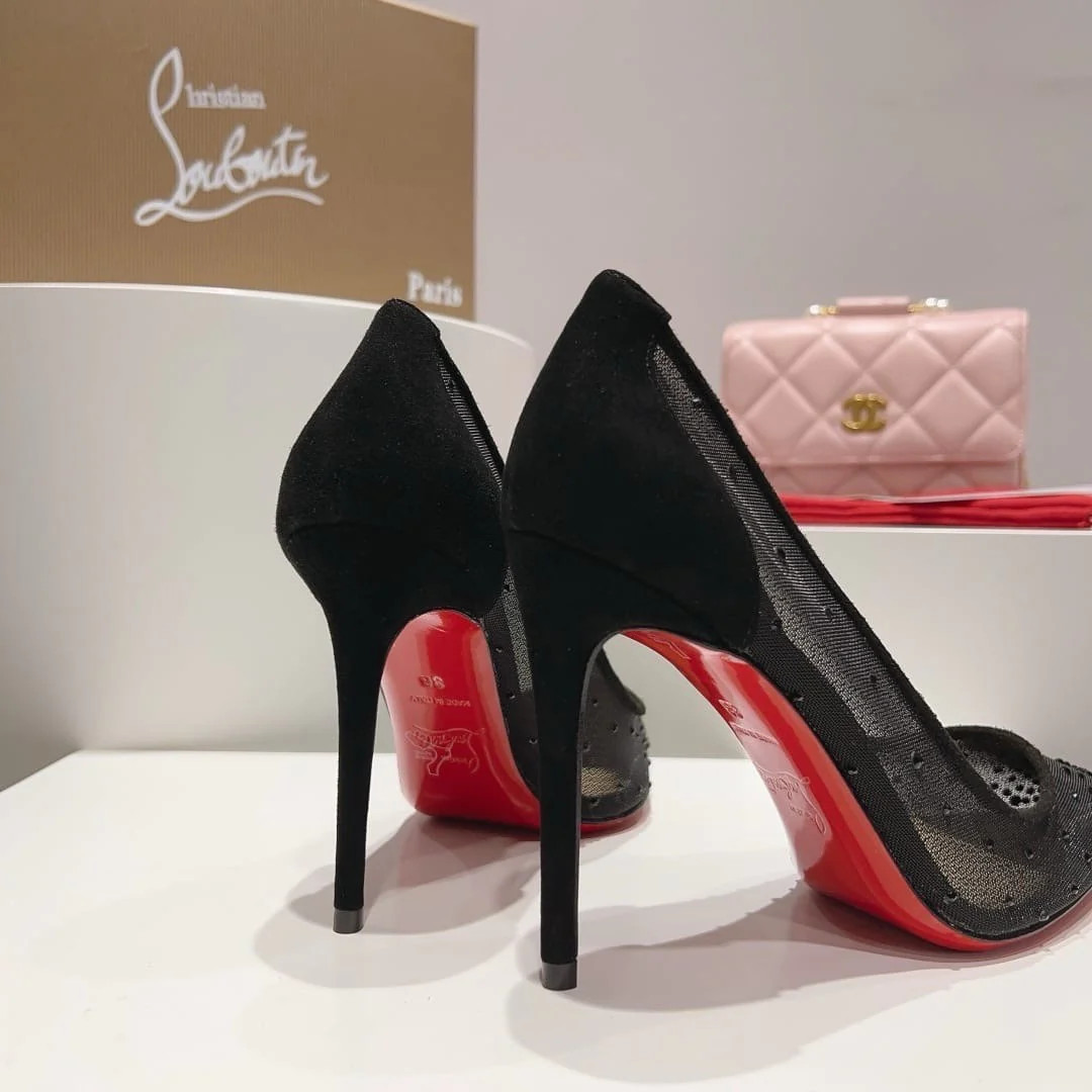 Follies Strass 100 mm Pumps – Mesh and strass – Black