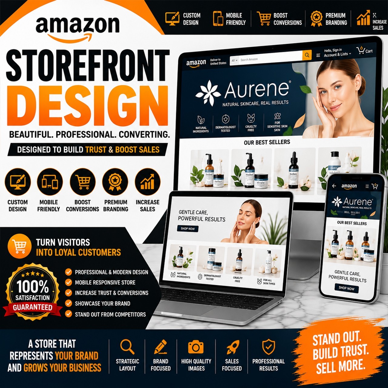 Custom Amazon Storefront template design setup and A+ Content Design