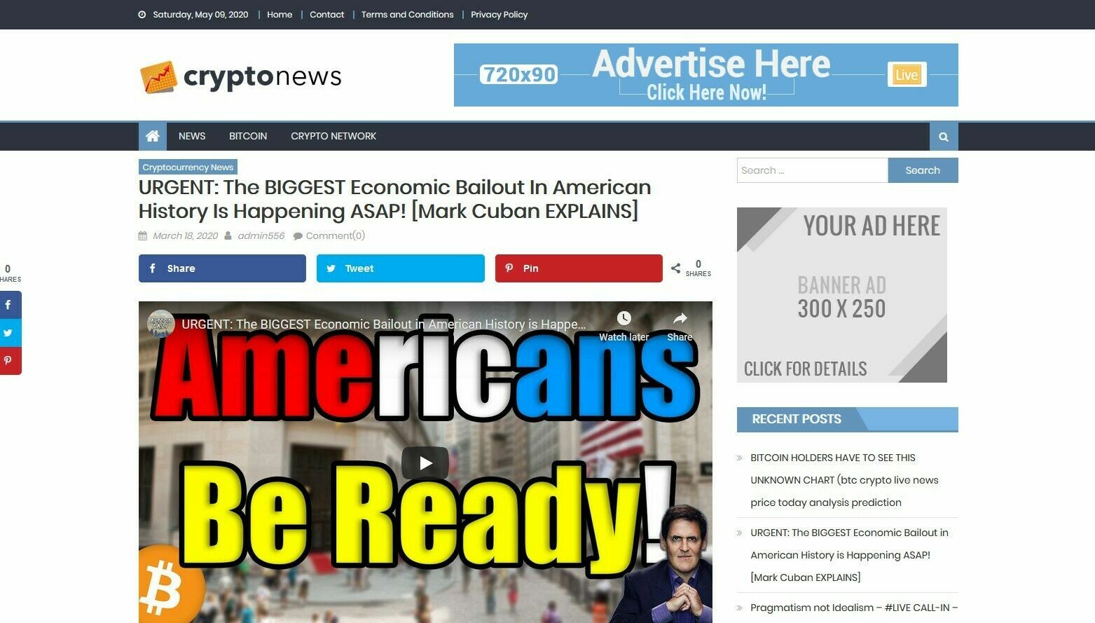 Turnkey CryptoCurrency News Website, AutoPilot + Free Hosting